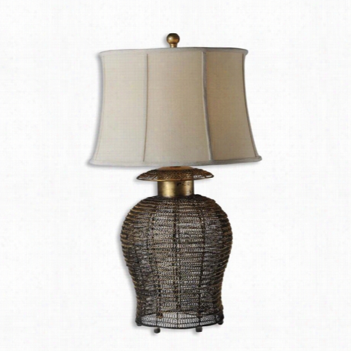 Uttermost Rickma Woven Metal Table Lamp In Antiqued Gold Leaf