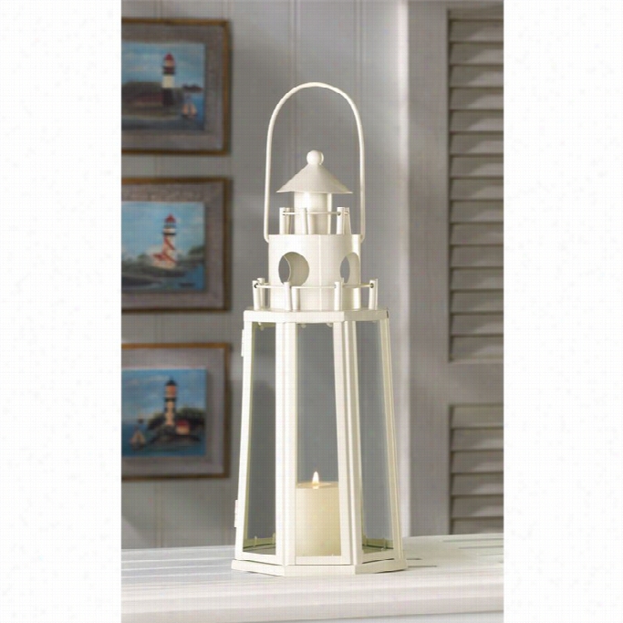 Zingz And Thingz Lighthouse Candle Lantern In Ivory