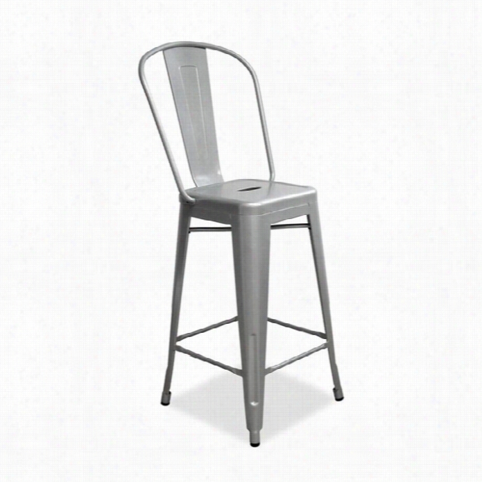 Aeon Equipage Garvin 26 Counter Stool In Silver (set Of 2)