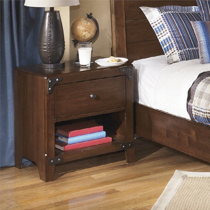 Ashley Delburne 1 Drawer Wood Nnightstand In Brown