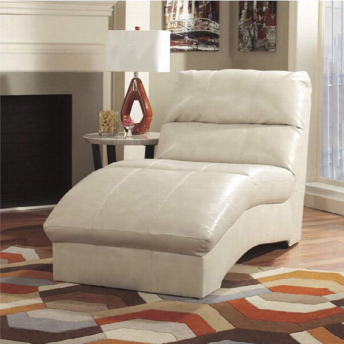 Ashley Paulie  Leather Chaise Lounge In Taupe