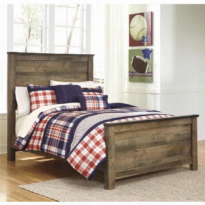 Ashley Trinelll Wood Fuull Pane1 Bed In Brown