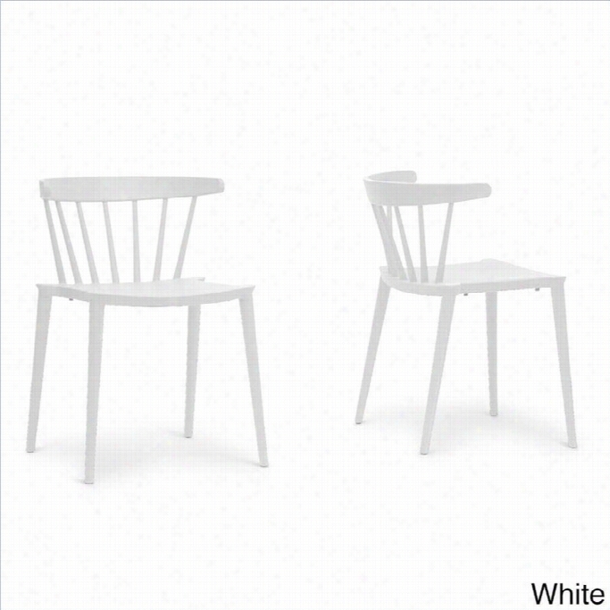 Baxton Studio Finchum Stackable Dining Chair In White (set O F  2)