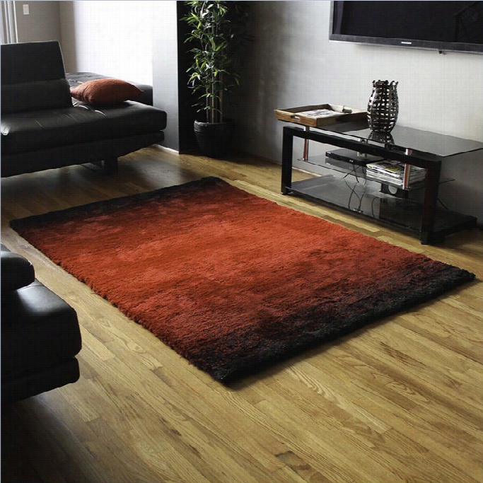 Blazing Neeles Gradated Shag Rug In  Re And Blac