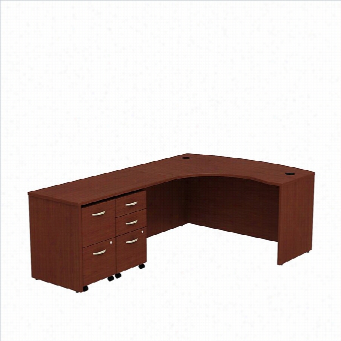 Bush Bbf Succession C 60 Left 5d Rawer L-shaped Desk  In Mahogany