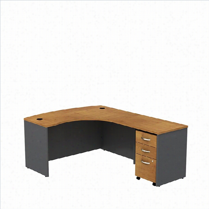 Bush Bbf Series C 60 Riight 3 Drawer L-shaped Desk In Natural Cherry