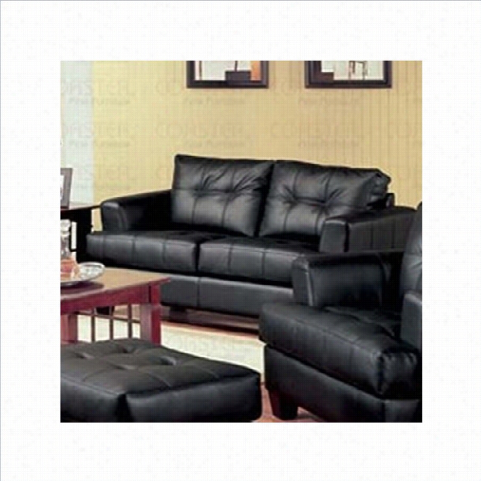 Coaster Samuel Black Contemporary Leather Loveseat