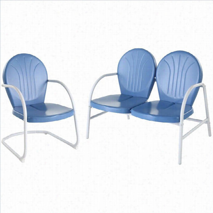 Crosley Griffith 2 Metal Outdoorconversation Seating Set In  Sky Blue