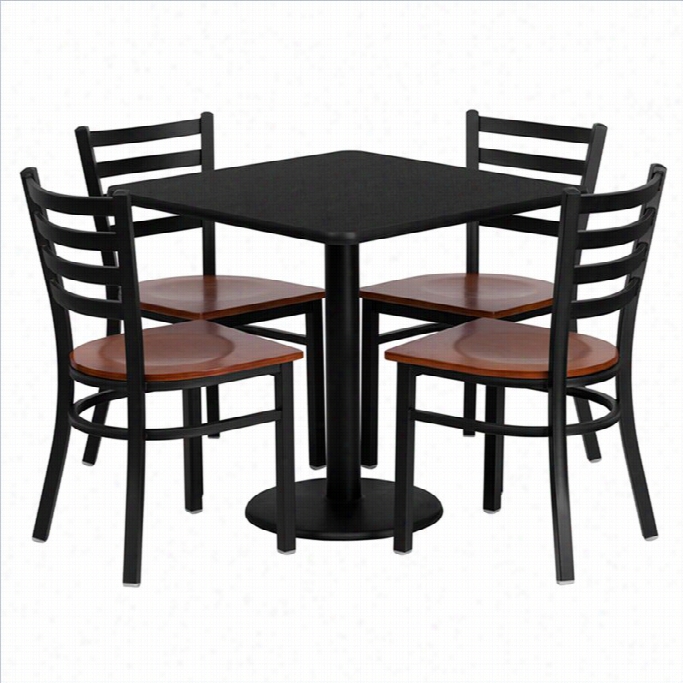 Flash Furniture 5 Piece Squaree Laminate Table Set In Black