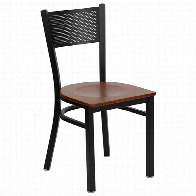 Flash Furniture Hercu Les Black Grid Back Metal Dining Chair In Cherry