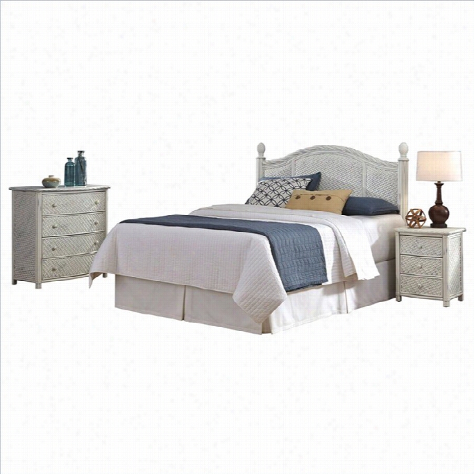 Home Styles Marco Island Bedroom Set In Ewather-worn Rubbed White-queen