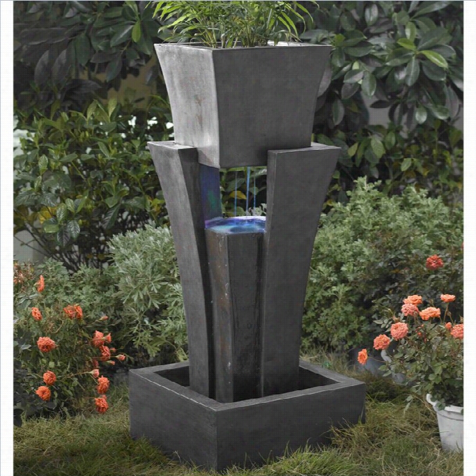 Jeco Raining Water Fo Untain Planter With Led Li Ght