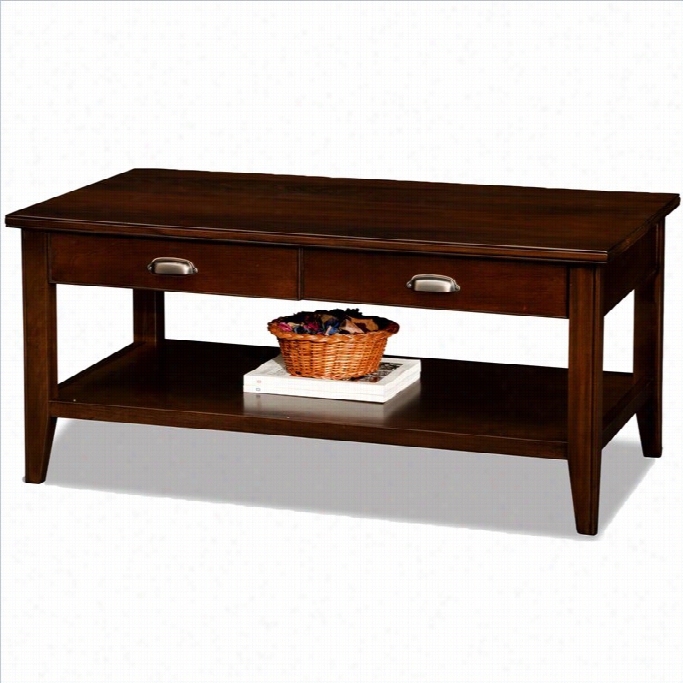 Leick Laurent Two Drawer Soldk Wood Coffee Table In Chocolate Chery