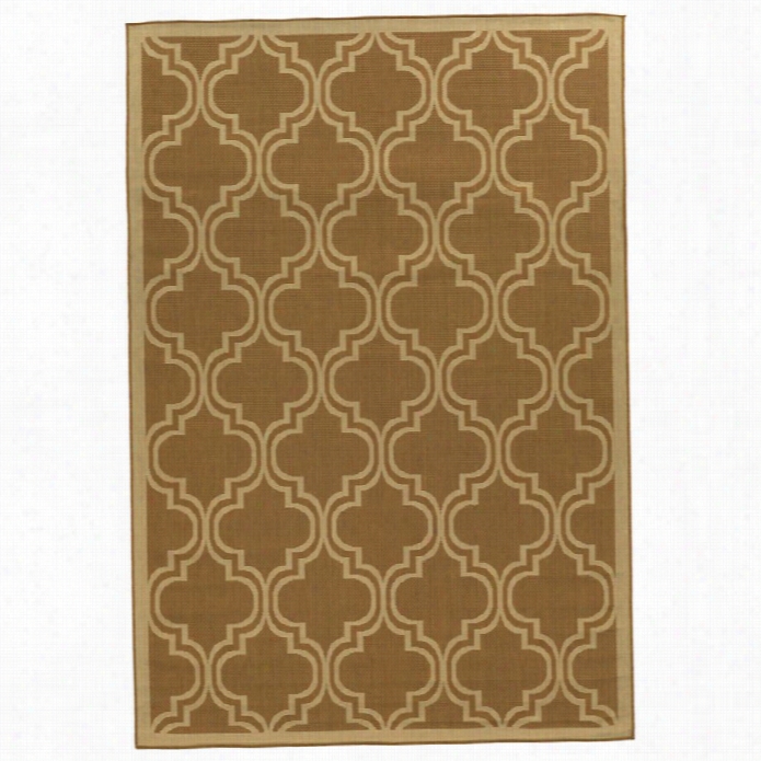 Linon Innovat Ions 9'6 X 6'6 Quatrefoil Outdoor Rug In Beige