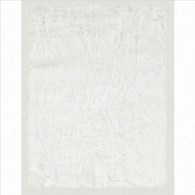Linon Rugs Faux Sheepskin Rectangular Area Rug In White-1'8 X 2'6