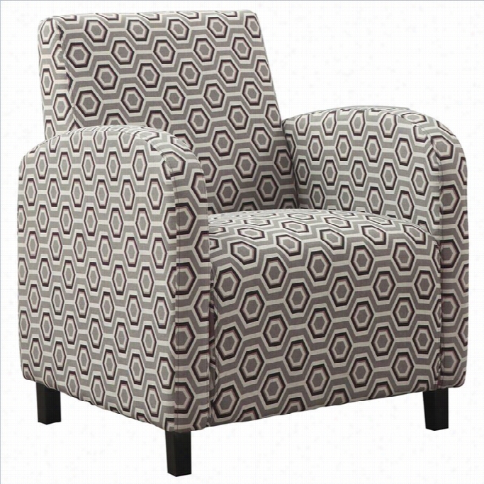 Monarch Fabric Accnt Club Arm  Chair In Gray Aand Brown