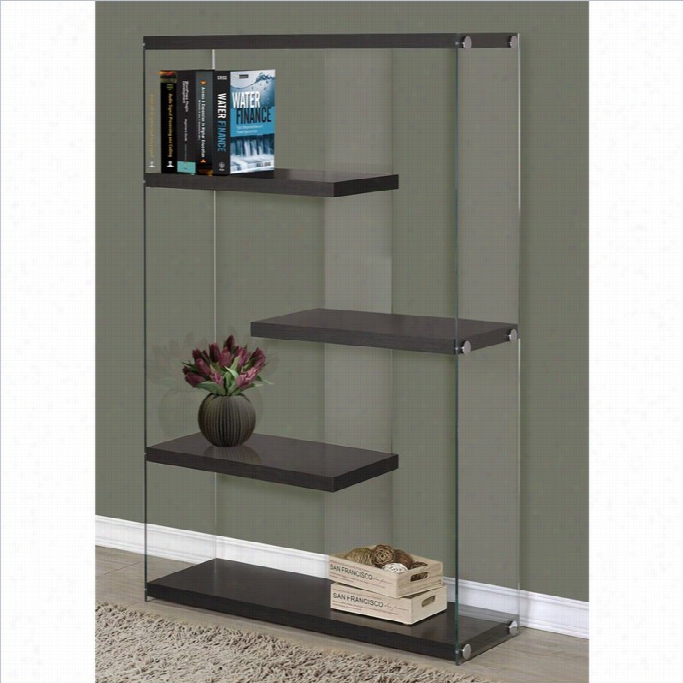 Monarch Hollow-core Bookcase In Cappuccino With Floating Shepves