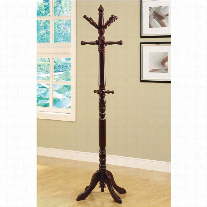Monrach Traditional Solid Wood Coat  Rack In Cherry