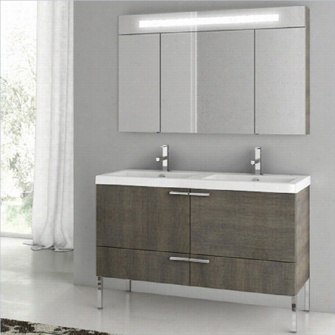 Nameeks' New Space 47 Standing Double  Bathroom Vaityy Set In Grey Oak Senlis