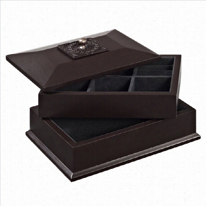 Posell Bombay Lyon Beveled Top Jewelry Box In Cognac Finish