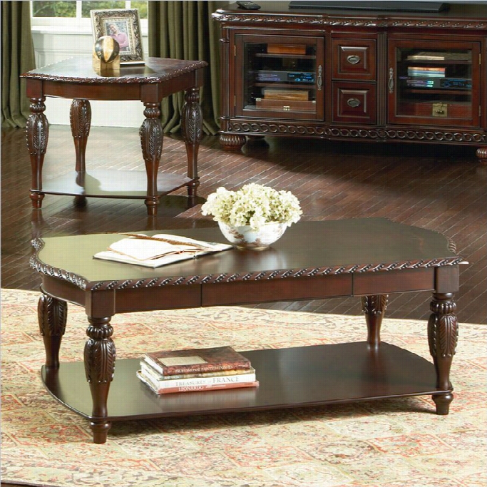 Steve Silver Company  Antoinette Rectangular Wood Coffee Table In Cherry Wood