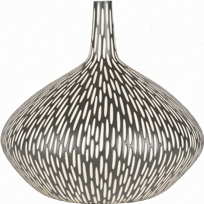 S Urya Asante 13.75 X 14 Cerami C Vase In Glossy Bblack And Beige