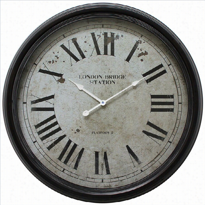 Yosemite Circular Iron Wall Clock With Black Distressed Iron Frame
