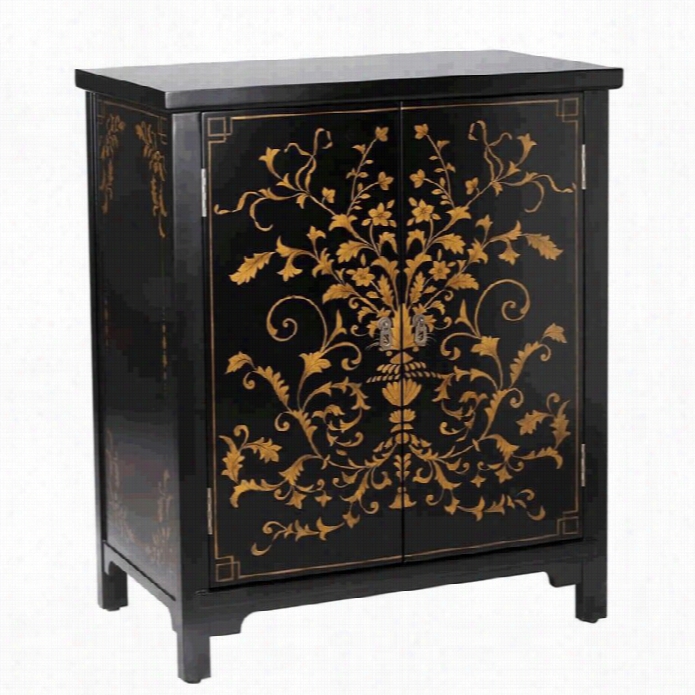 Abbyson Living Old Parmita Hand Painted Accent Chest In Black