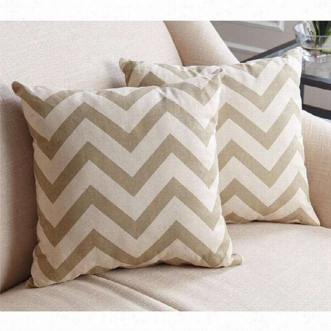 Abbysoon Living Cotton Linn Square Pillow In Gold Chevron (set Of 2)