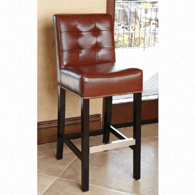 Abyson Living Linden 30 Leather Bar Stool In Red