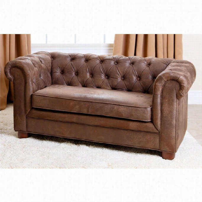 Abbyson Living Rj Kids Mini Fabeic Chesterfield Sofa In Antique Brown