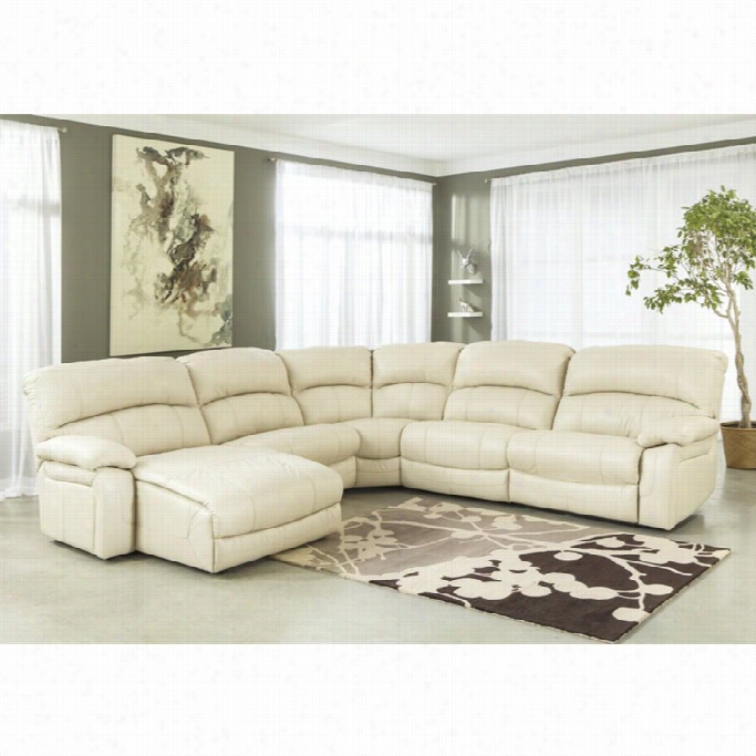 Ashley Damacio 5 Piece Leather Left Power Sectional In Choice Part