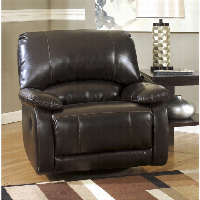 Ashley Furniture Capote Leather Swivel Glider Reclner In Chocolaate