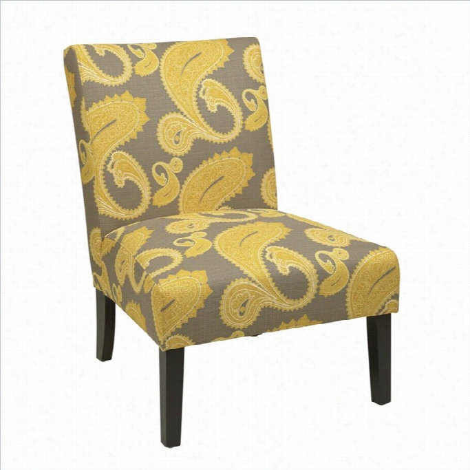 Avenue Six Victoria Slipper Chair In Yellow Floral Pattern