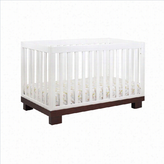 Babyletot Modo 3-in-1 Convertible Wood Crib In White/espresso