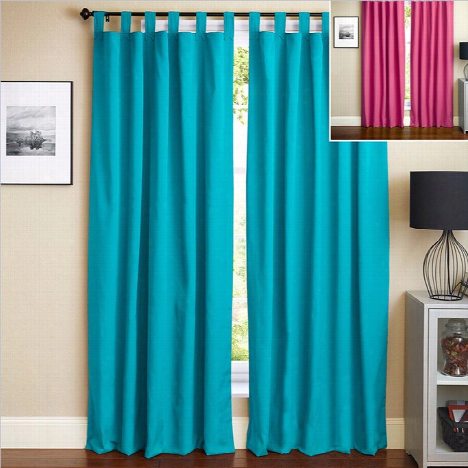 Blazing Needels 84 Inch Twill  Curtain Panels In Aqua Blue And Bery Berry (set Of 2)