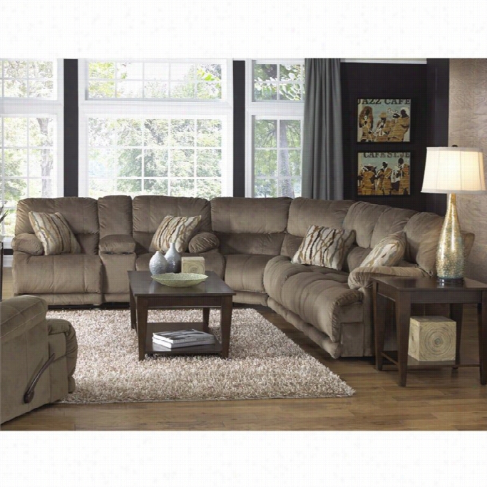 Catnapper Riley Fabric Reclining Sectional In Musk