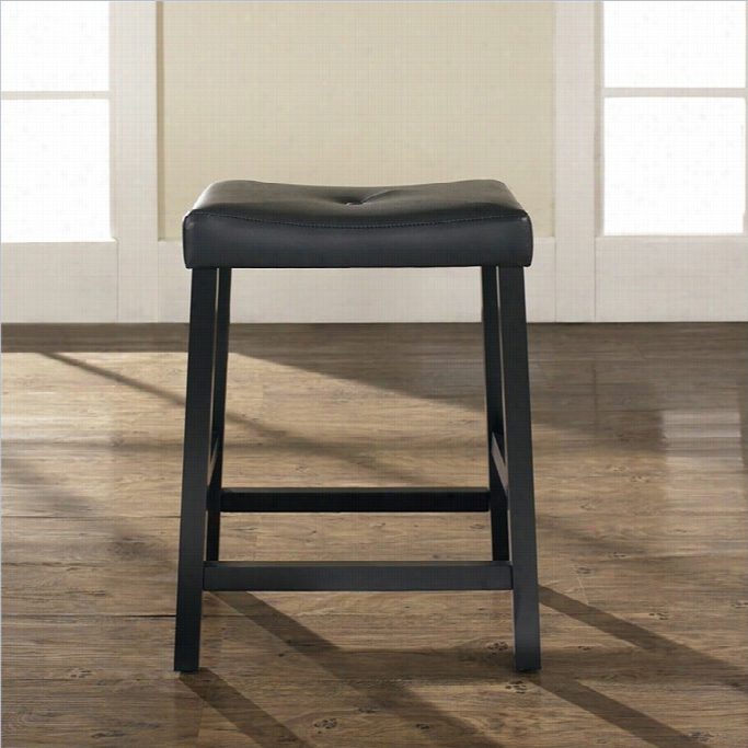 Crosley Furniture 24 Counter Stool Upholstered Saddle Seat In Blak Finish