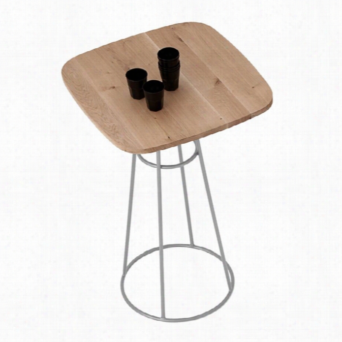 Domita Lia Barrique Pub Table In Satinated Aluminum And Walnut