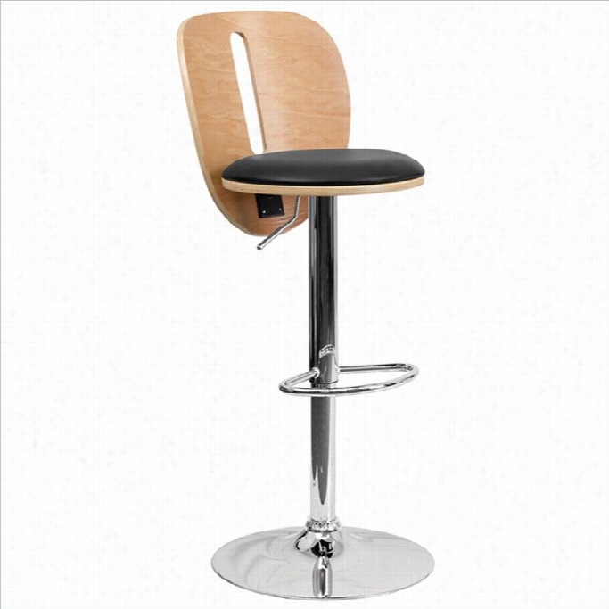 Flash Ufrniture Adjustable Bar Stool With Black Seat In Beec H