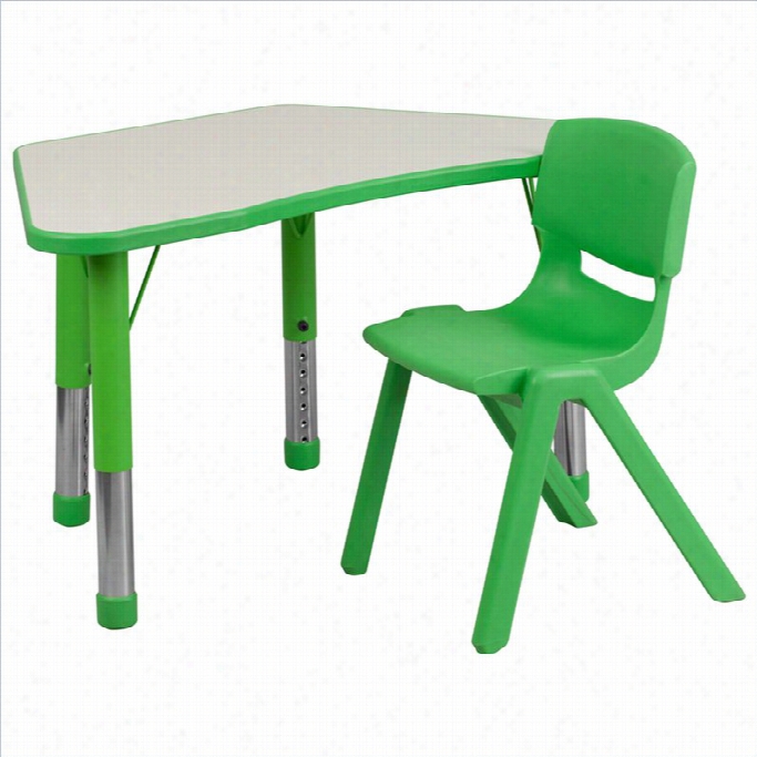 Flash Futniture Plastic Activity  Table Set  Upon School Stacking Chair In Green