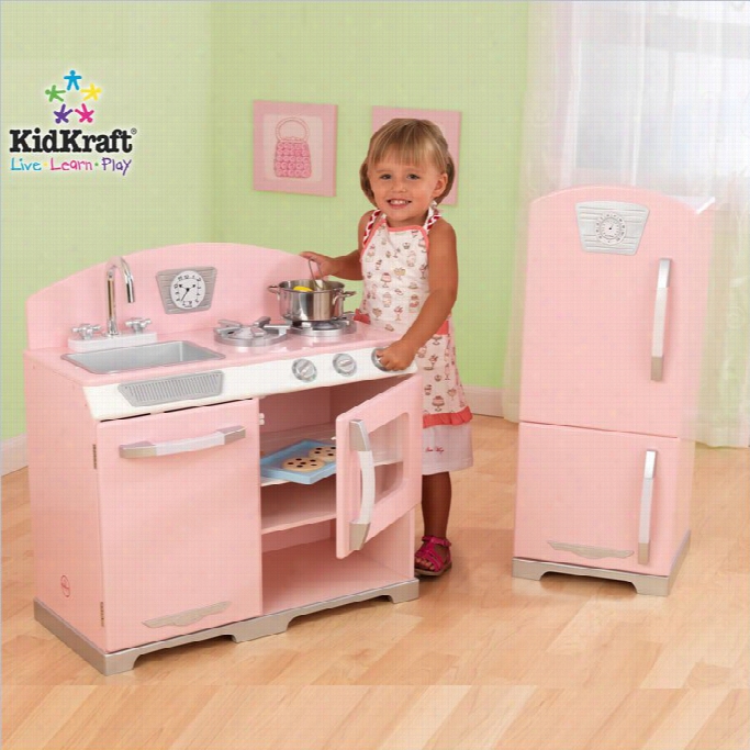 Kidkraft Retro Kitchen With Refrigerator In Pink
