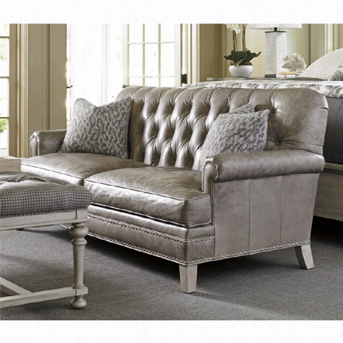 Lexington Oyster Bay Hllstead Tufted Lea Ther Loveeseat In  Millstone