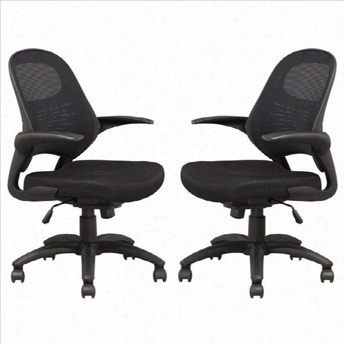 Manahttan Comfort Mercer Office Chair In Black (set Of 2)