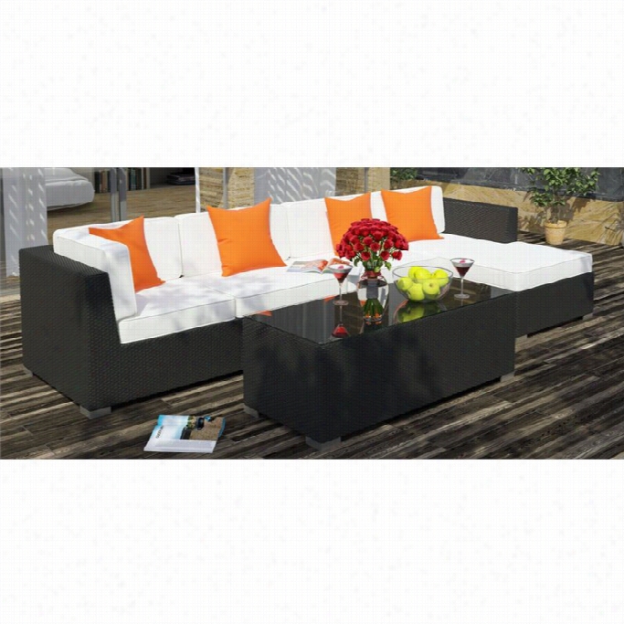 Modway Signal 5 Piece Uotdoor Sofa Set  In Espresso And White