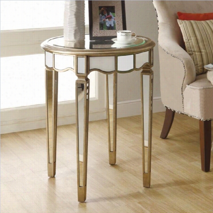 Monarch 24 Diameter Scalloped Accnet Table In Mirrored Finsih