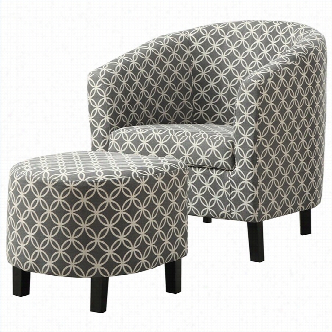 Monarch Curved Back Accent Barrel Seat Of Justice And Ottomaan In Gray And White