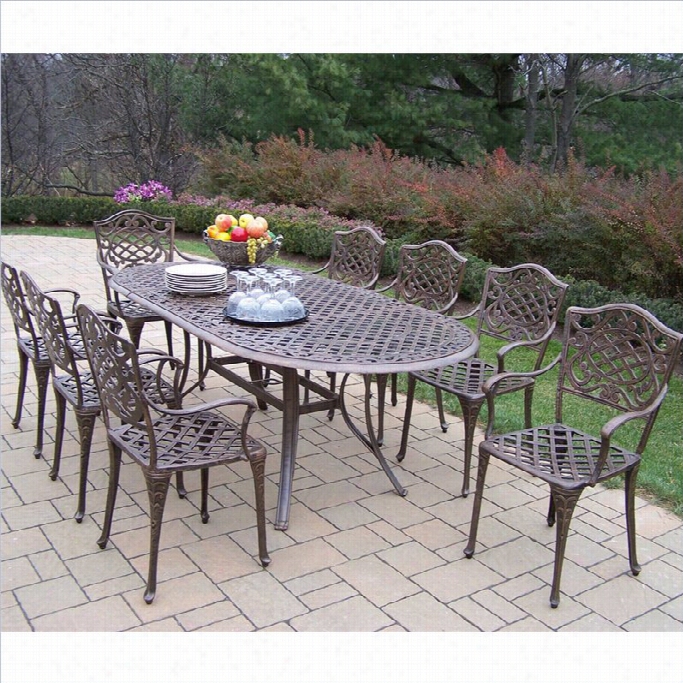 Oakland Living 9  Piece Metalpatio Dining Set  In A Ntique Br Onze