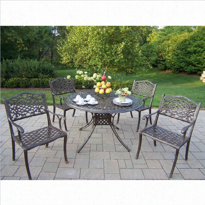 Oakland Living Capitol 5 Piece Metal Patio Dininng Set  In Bronze