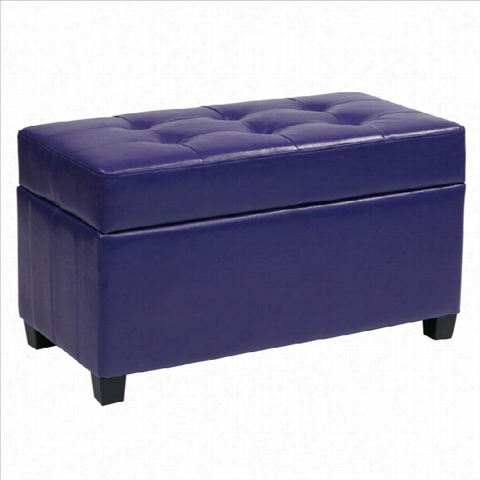 Office Star Metro Vinyl Storage Ottoman In Purple